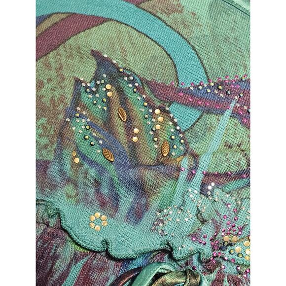 New Directions Babydoll Top Sz S Fairy Grunge Boho Witchy Renaissance Beaded - Picture 8 of 10